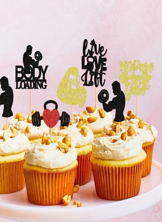 Confetti! 24pcs Gym-Themed Cupcake Toppers, Fitness and Weightlifting Decorations for Birthday Parties, Fitness Enthusiast Party Supplies - Image 4